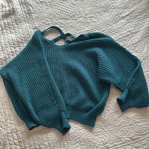 Forest Green Sweater with Crossover Back